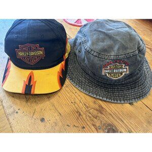 Harley Davidson Hats Lot of 2 Snapback Motorcycles Stitched Official Bucket Hat